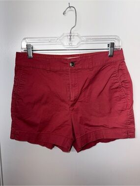 Women's Red Casual Cotton Shorts